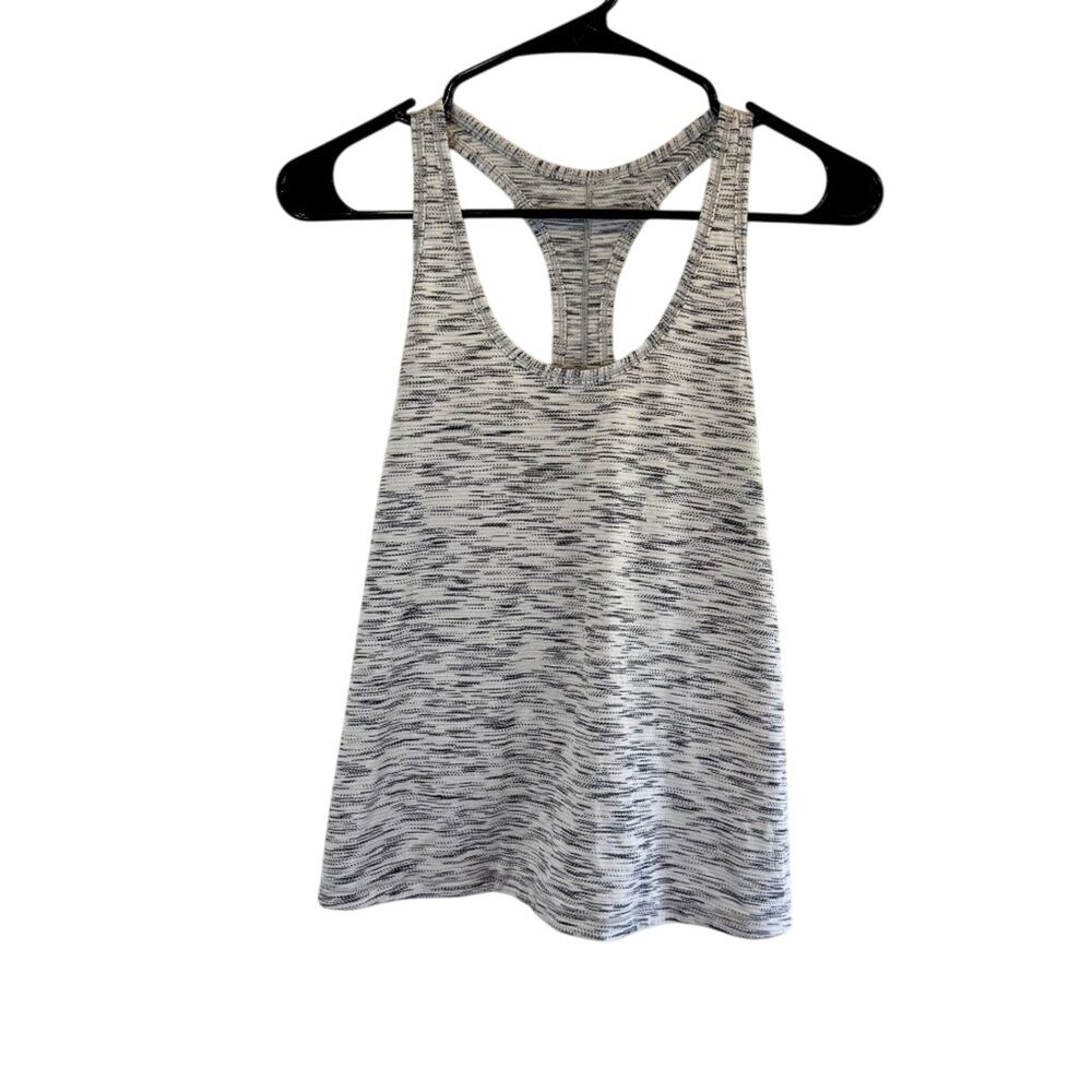 Lululemon Heathered Grey Racerback Tank Top Cropped High Low back